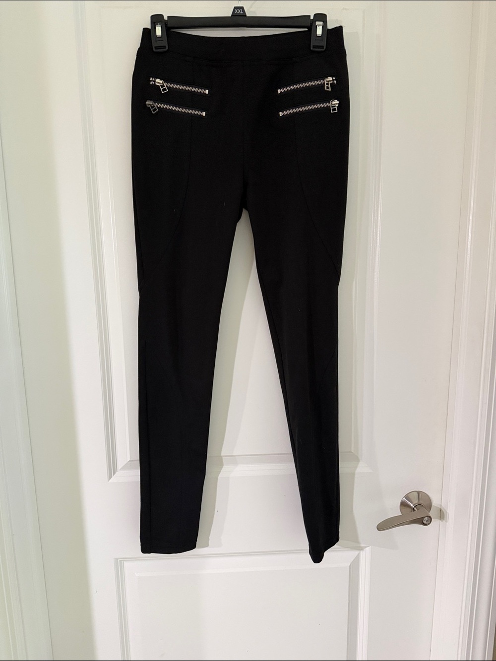 Connection 18 Black Skinny Ponte Pants with Silver Zipper Accents